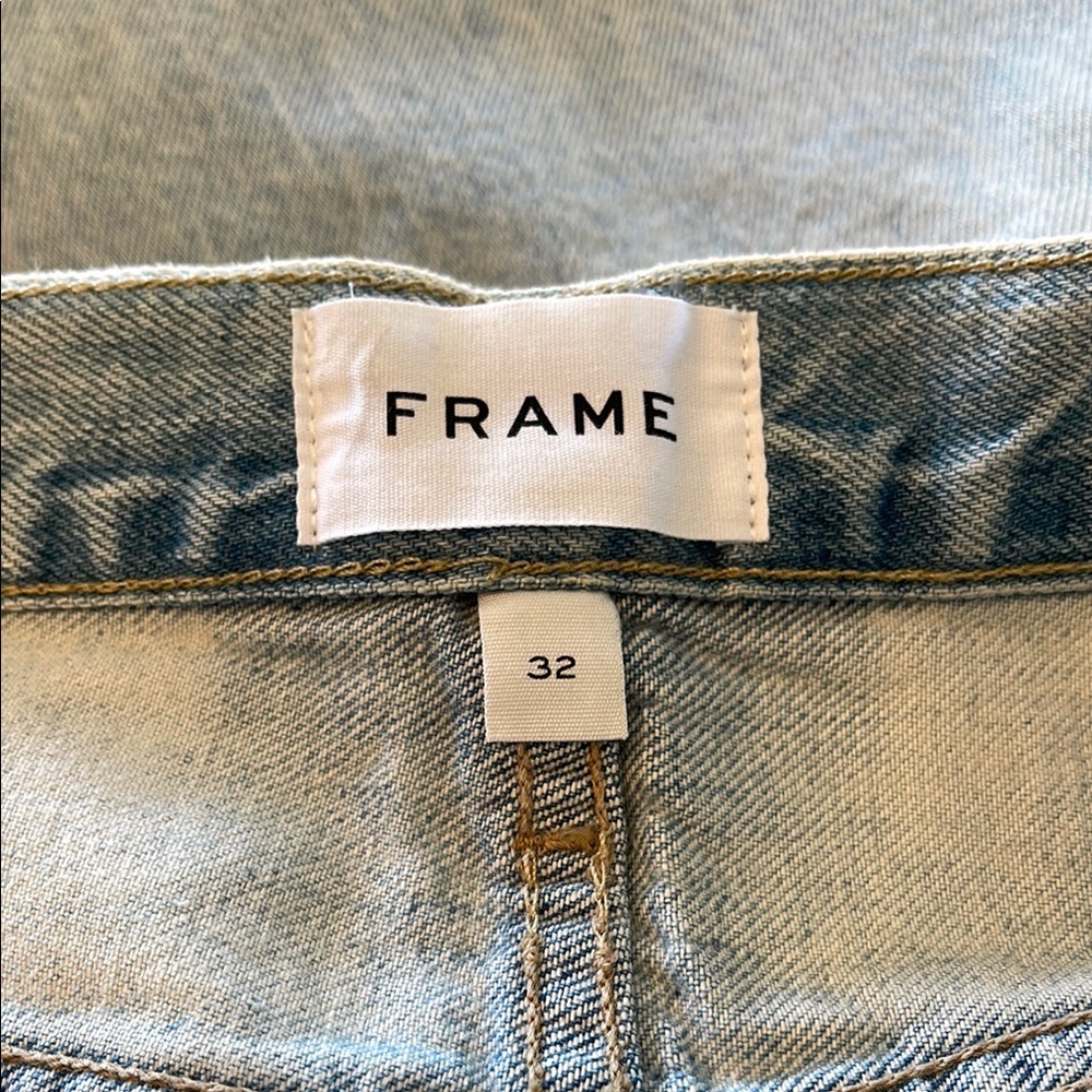 FRAME Le Jane Crop High Rise Straight Luster Light Blue Denim Jeans Size 32 NEW - Picture 7 of 16